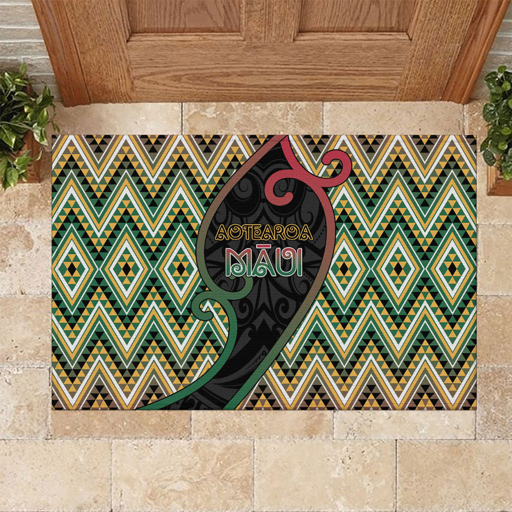 Aotearoa Atua Maui Rubber Doormat Demigod Hero And Trickster Koru Patterns