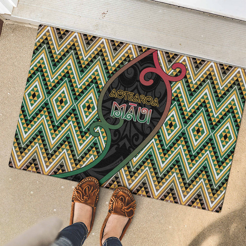 Aotearoa Atua Maui Rubber Doormat Demigod Hero And Trickster Koru Patterns