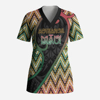 Custom Aotearoa Atua Maui Scrub Top Demigod Hero And Trickster Koru Patterns