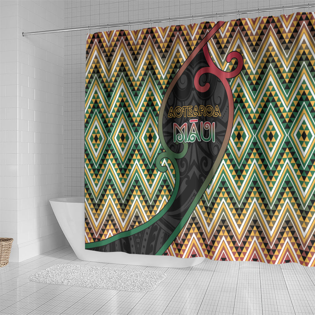 Aotearoa Atua Maui Shower Curtain Demigod Hero And Trickster Koru Patterns