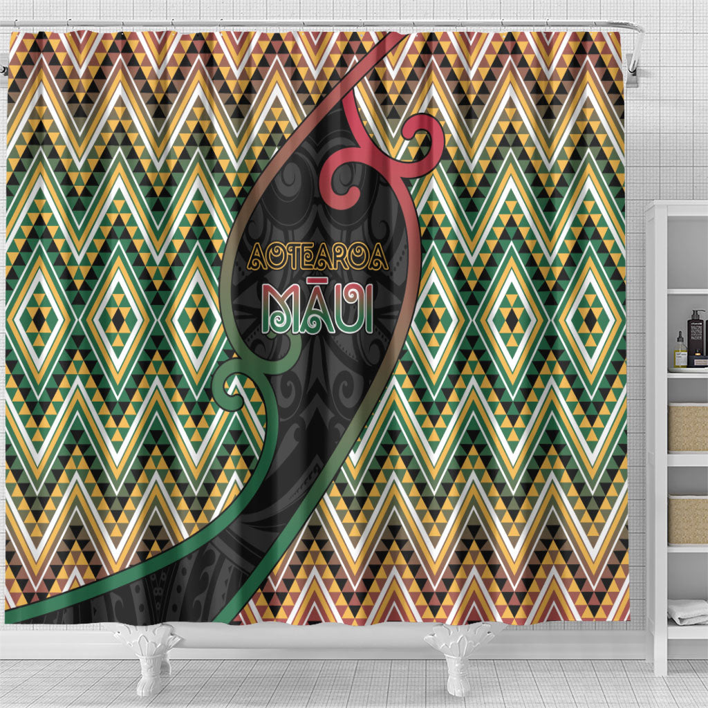 Aotearoa Atua Maui Shower Curtain Demigod Hero And Trickster Koru Patterns