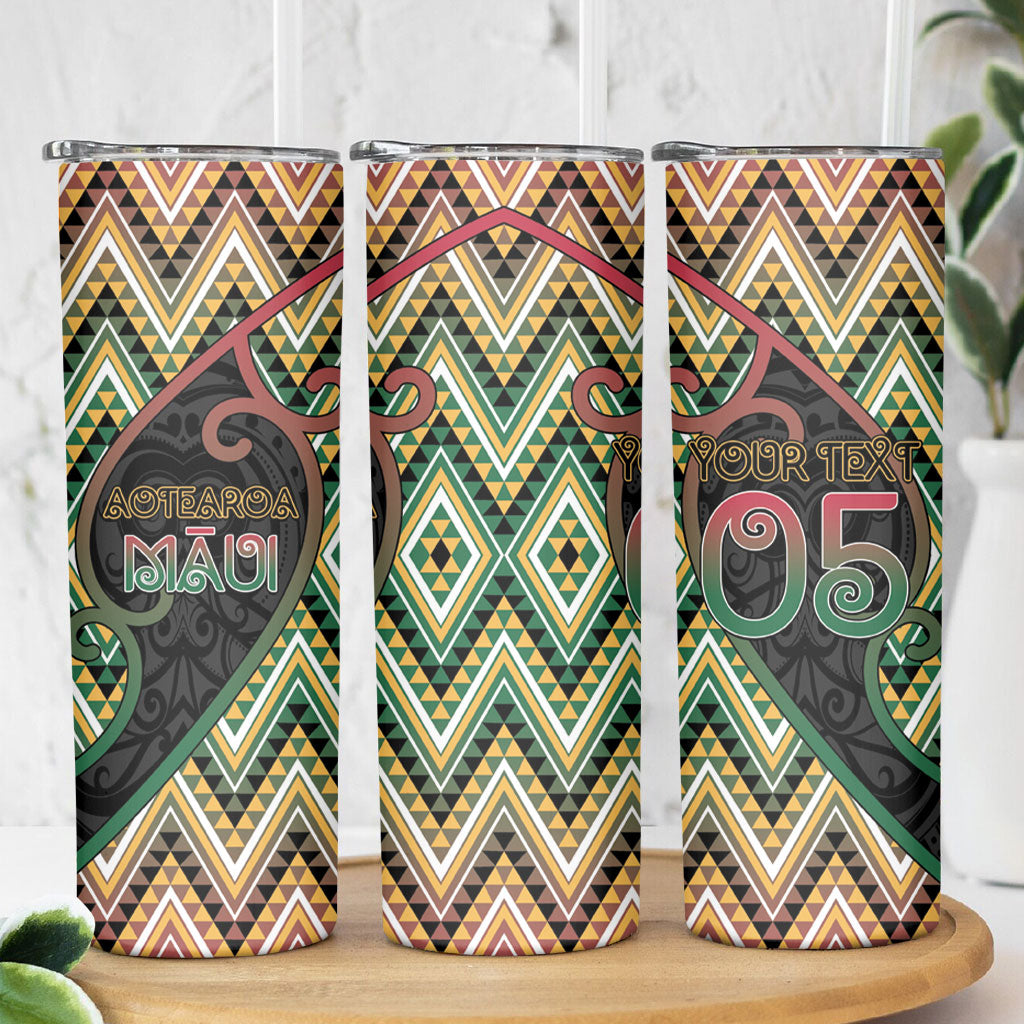 Custom Aotearoa Atua Maui Skinny Tumbler Demigod Hero And Trickster Koru Patterns