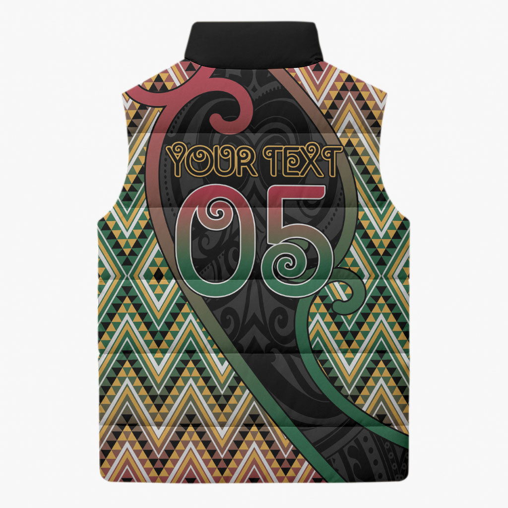 Custom Aotearoa Atua Maui Sleeveless Puffer Jacket Demigod Hero And Trickster Koru Patterns