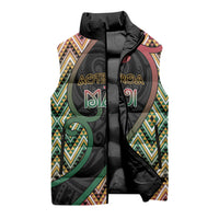 Custom Aotearoa Atua Maui Sleeveless Puffer Jacket Demigod Hero And Trickster Koru Patterns