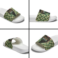 Aotearoa Atua Maui Slide Sandals Demigod Hero And Trickster Koru Patterns