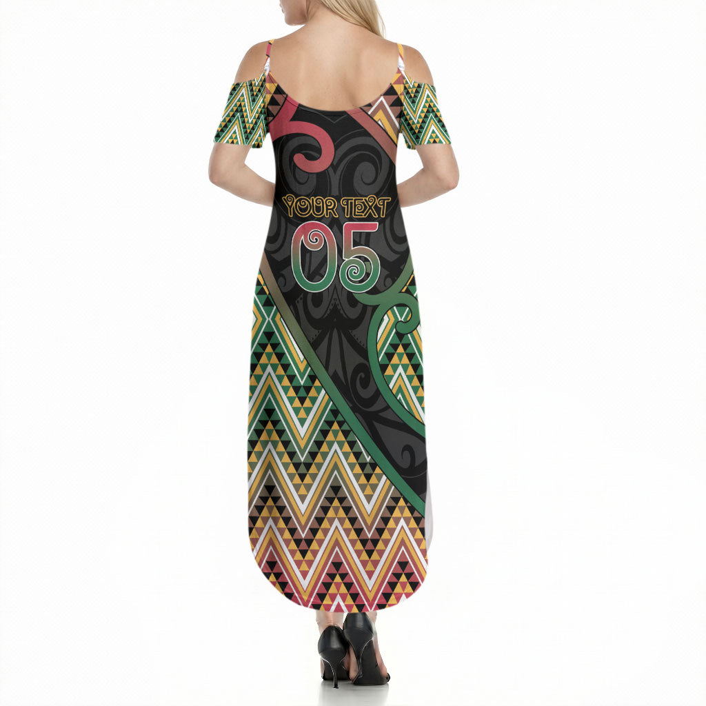 Custom Aotearoa Atua Maui Summer Maxi Dress Demigod Hero And Trickster Koru Patterns