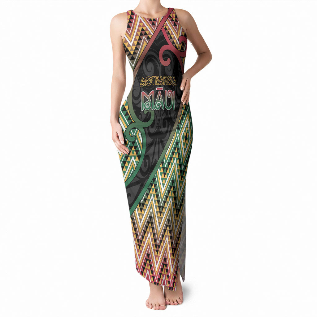Custom Aotearoa Atua Maui Tank Maxi Dress Demigod Hero And Trickster Koru Patterns