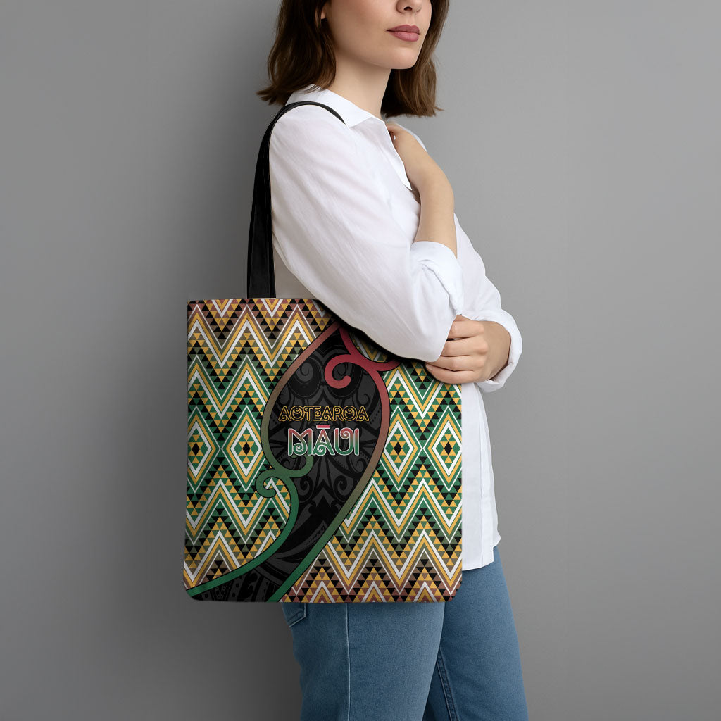 Aotearoa Atua Maui Tote Bag Demigod Hero And Trickster Koru Patterns