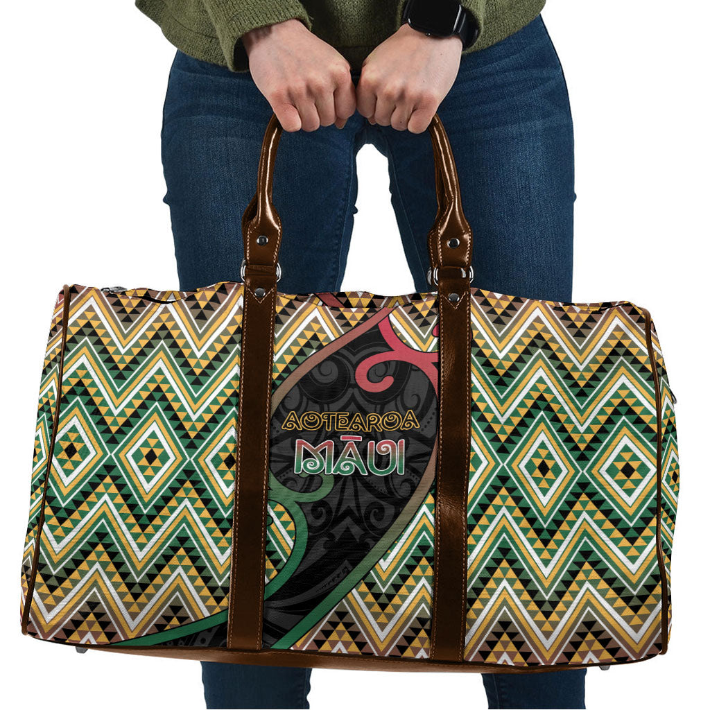 Aotearoa Atua Maui Travel Bag Demigod Hero And Trickster Koru Patterns