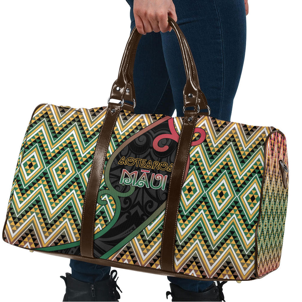 Aotearoa Atua Maui Travel Bag Demigod Hero And Trickster Koru Patterns