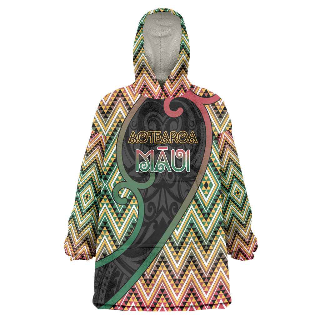 Custom Aotearoa Atua Maui Wearable Blanket Hoodie Demigod Hero And Trickster Koru Patterns