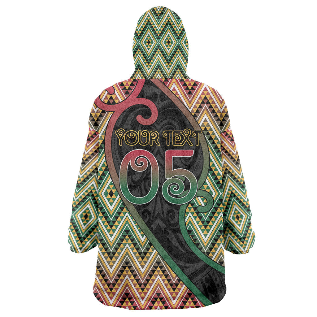 Custom Aotearoa Atua Maui Wearable Blanket Hoodie Demigod Hero And Trickster Koru Patterns