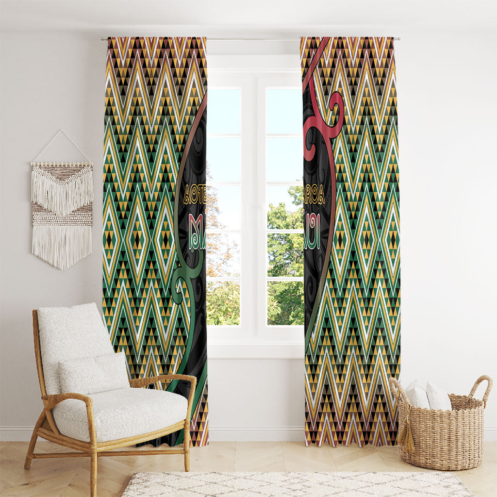 Aotearoa Atua Maui Window Curtain Demigod Hero And Trickster Koru Patterns