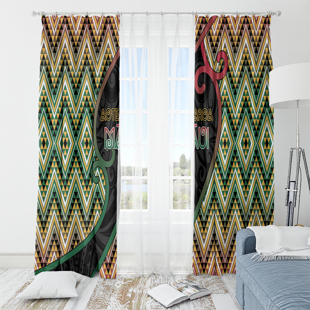 Aotearoa Atua Maui Window Curtain Demigod Hero And Trickster Koru Patterns