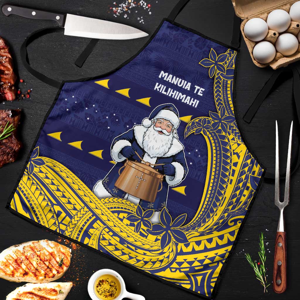 Tokelau Christmas Apron Santa With Tuluma Xmas Tribal Waves - Polynesian Pride