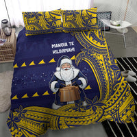 Tokelau Christmas Bedding Set Santa With Tuluma Xmas Tribal Waves - Polynesian Pride