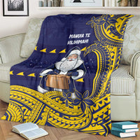 Tokelau Christmas Blanket Santa With Tuluma Xmas Tribal Waves - Polynesian Pride