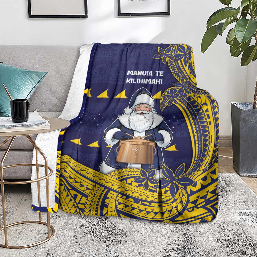 Tokelau Christmas Blanket Santa With Tuluma Xmas Tribal Waves - Polynesian Pride