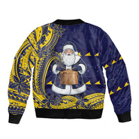 Tokelau Christmas Bomber Jacket Santa With Tuluma Xmas Tribal Waves - Polynesian Pride