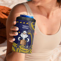 Tokelau Christmas 4 in 1 Can Cooler Tumbler Santa With Tuluma Xmas Tribal Waves - Polynesian Pride