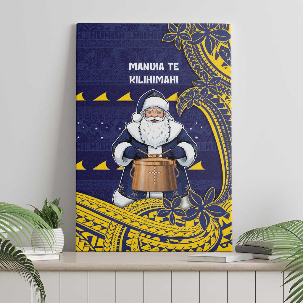 Tokelau Christmas Canvas Wall Art Santa With Tuluma Xmas Tribal Waves - Polynesian Pride