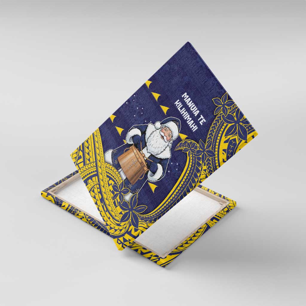 Tokelau Christmas Canvas Wall Art Santa With Tuluma Xmas Tribal Waves - Polynesian Pride