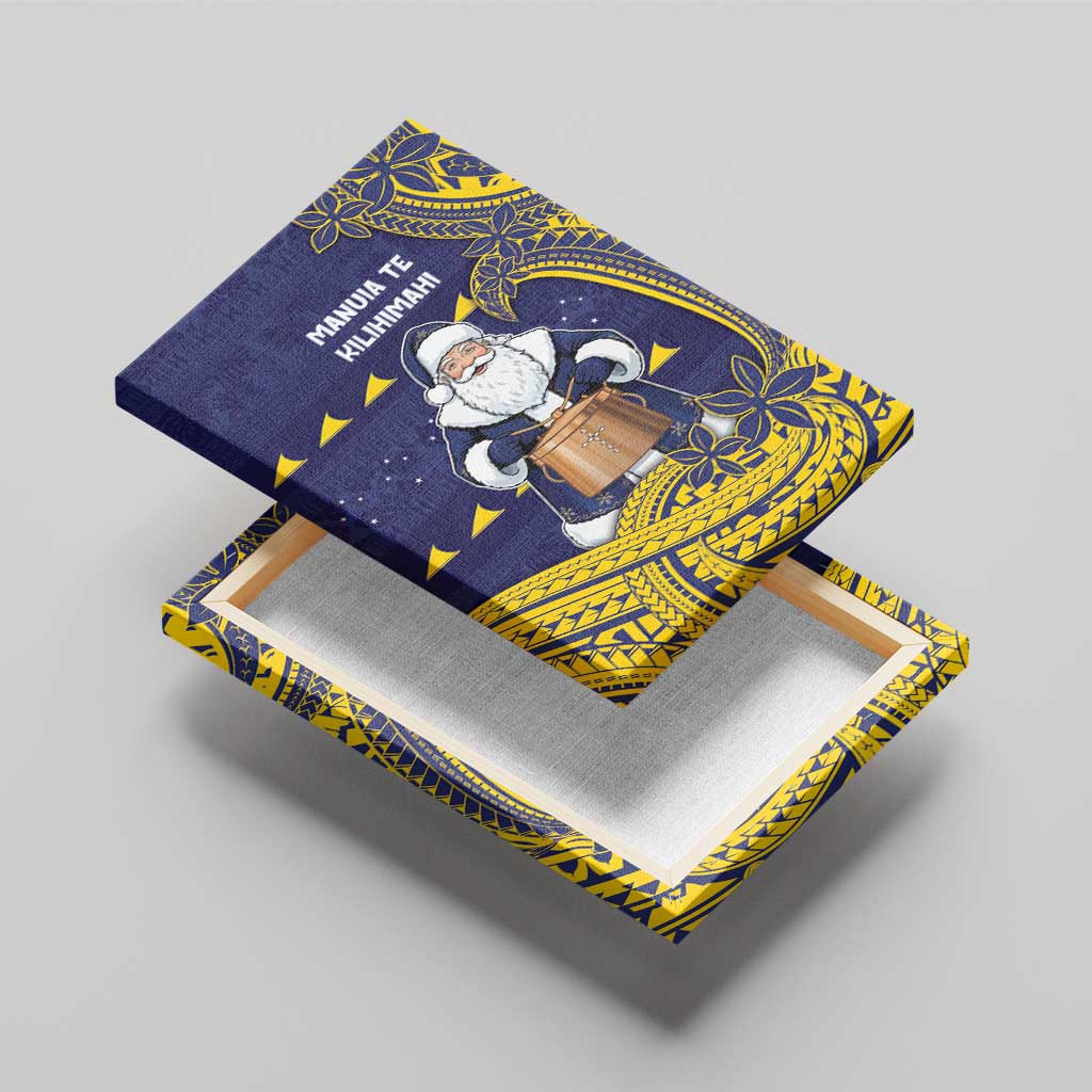 Tokelau Christmas Canvas Wall Art Santa With Tuluma Xmas Tribal Waves - Polynesian Pride