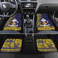 Tokelau Christmas Car Mats Santa With Tuluma Xmas Tribal Waves - Polynesian Pride