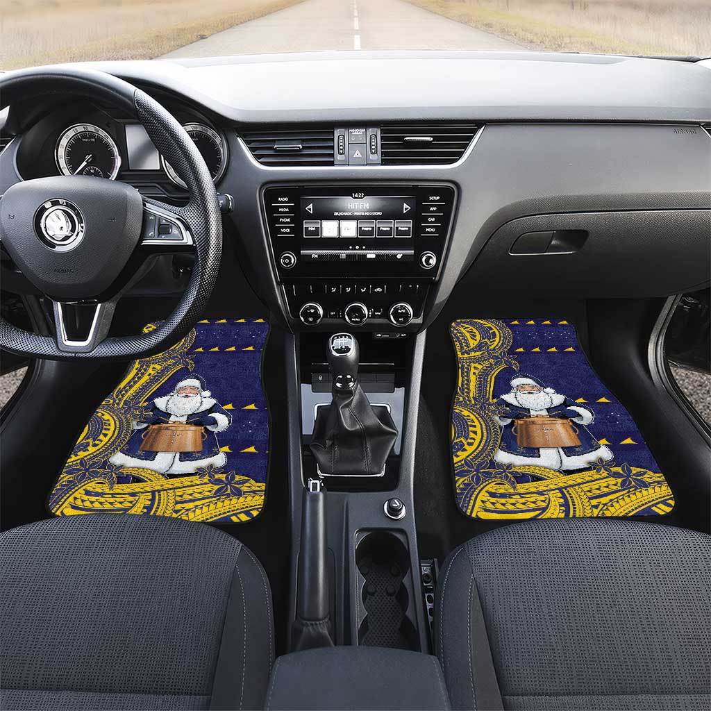Tokelau Christmas Car Mats Santa With Tuluma Xmas Tribal Waves - Polynesian Pride