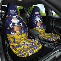 Tokelau Christmas Car Seat Cover Santa With Tuluma Xmas Tribal Waves - Polynesian Pride
