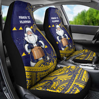 Tokelau Christmas Car Seat Cover Santa With Tuluma Xmas Tribal Waves - Polynesian Pride