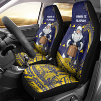 Tokelau Christmas Car Seat Cover Santa With Tuluma Xmas Tribal Waves - Polynesian Pride