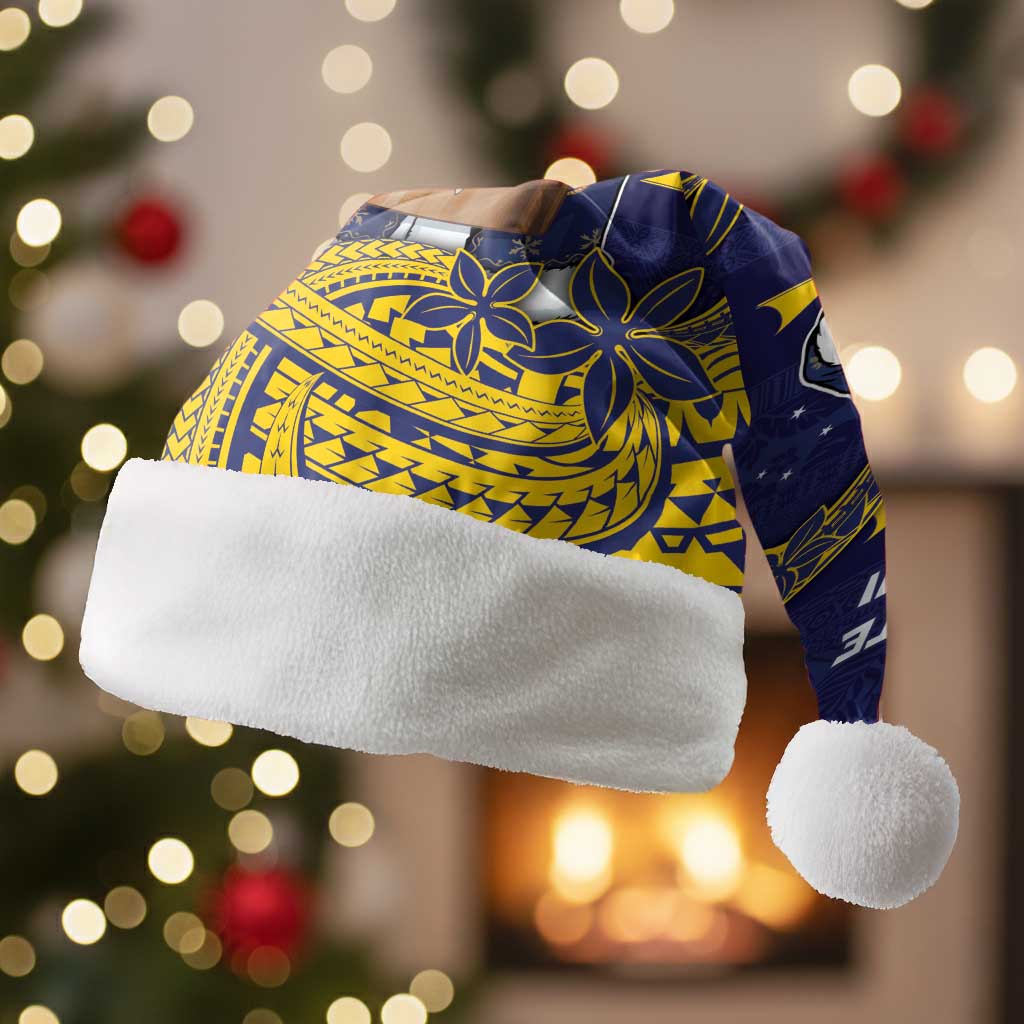 Tokelau Christmas Santa Hat Santa With Tuluma Xmas Tribal Waves - Polynesian Pride