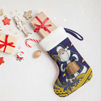 Tokelau Christmas Stocking Santa With Tuluma Xmas Tribal Waves - Polynesian Pride