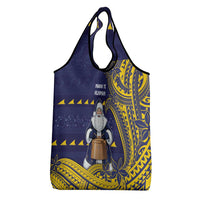 Tokelau Christmas Grocery Bag Santa With Tuluma Xmas Tribal Waves - Polynesian Pride