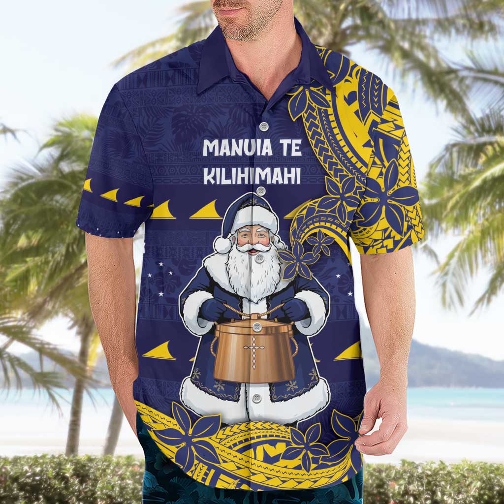 Tokelau Christmas Hawaiian Shirt Santa With Tuluma Xmas Tribal Waves - Polynesian Pride
