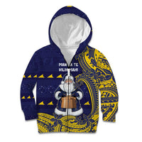 Tokelau Christmas Kid Hoodie Santa With Tuluma Xmas Tribal Waves - Polynesian Pride