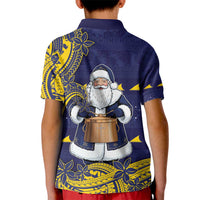 Tokelau Christmas Kid Polo Shirt Santa With Tuluma Xmas Tribal Waves - Polynesian Pride