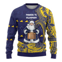 Tokelau Christmas Ugly Christmas Sweater Santa With Tuluma Xmas Tribal Waves - Polynesian Pride