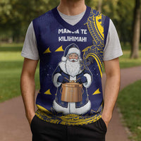 Tokelau Christmas Knitted V-Neck Vest Santa With Tuluma Xmas Tribal Waves - Polynesian Pride