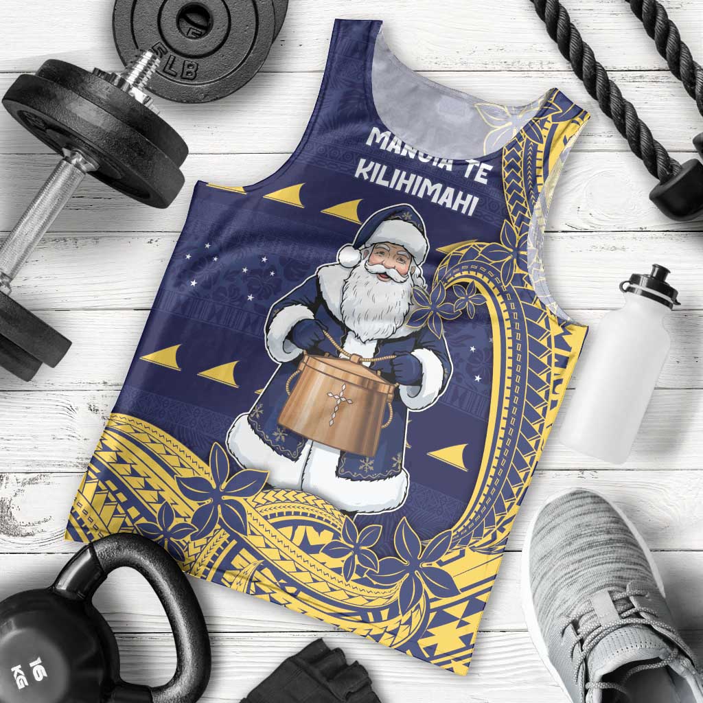 Tokelau Christmas Men Tank Top Santa With Tuluma Xmas Tribal Waves - Polynesian Pride