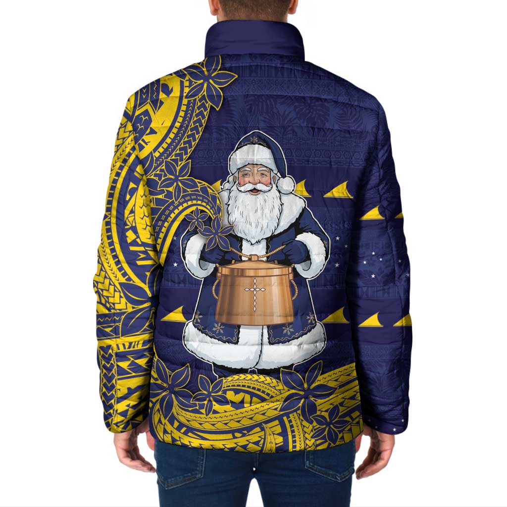 Tokelau Christmas Padded Jacket Santa With Tuluma Xmas Tribal Waves - Polynesian Pride