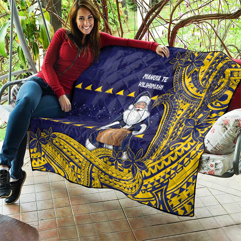 Tokelau Christmas Quilt Santa With Tuluma Xmas Tribal Waves - Polynesian Pride