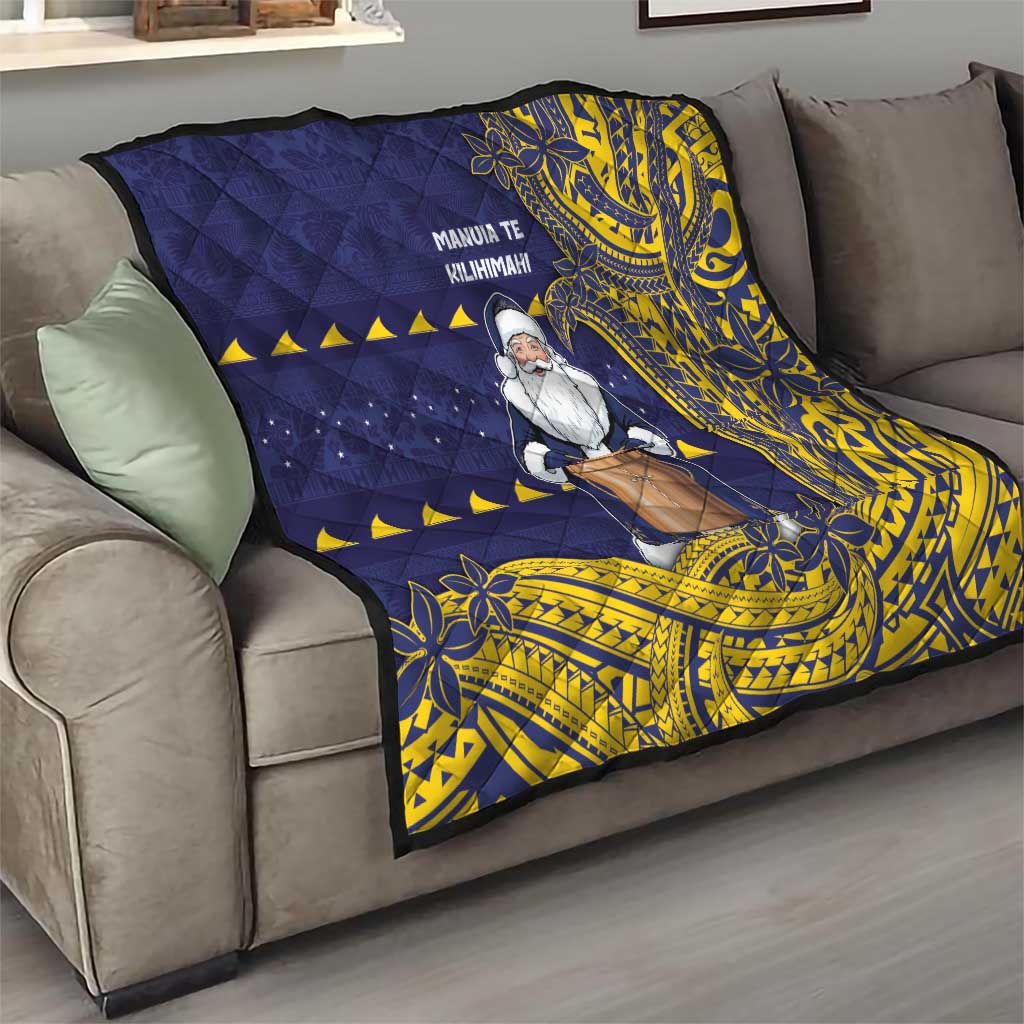 Tokelau Christmas Quilt Santa With Tuluma Xmas Tribal Waves - Polynesian Pride