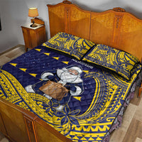 Tokelau Christmas Quilt Bed Set Santa With Tuluma Xmas Tribal Waves - Polynesian Pride