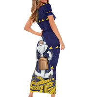 Tokelau Christmas Short Sleeve Bodycon Dress Santa With Tuluma Xmas Tribal Waves - Polynesian Pride