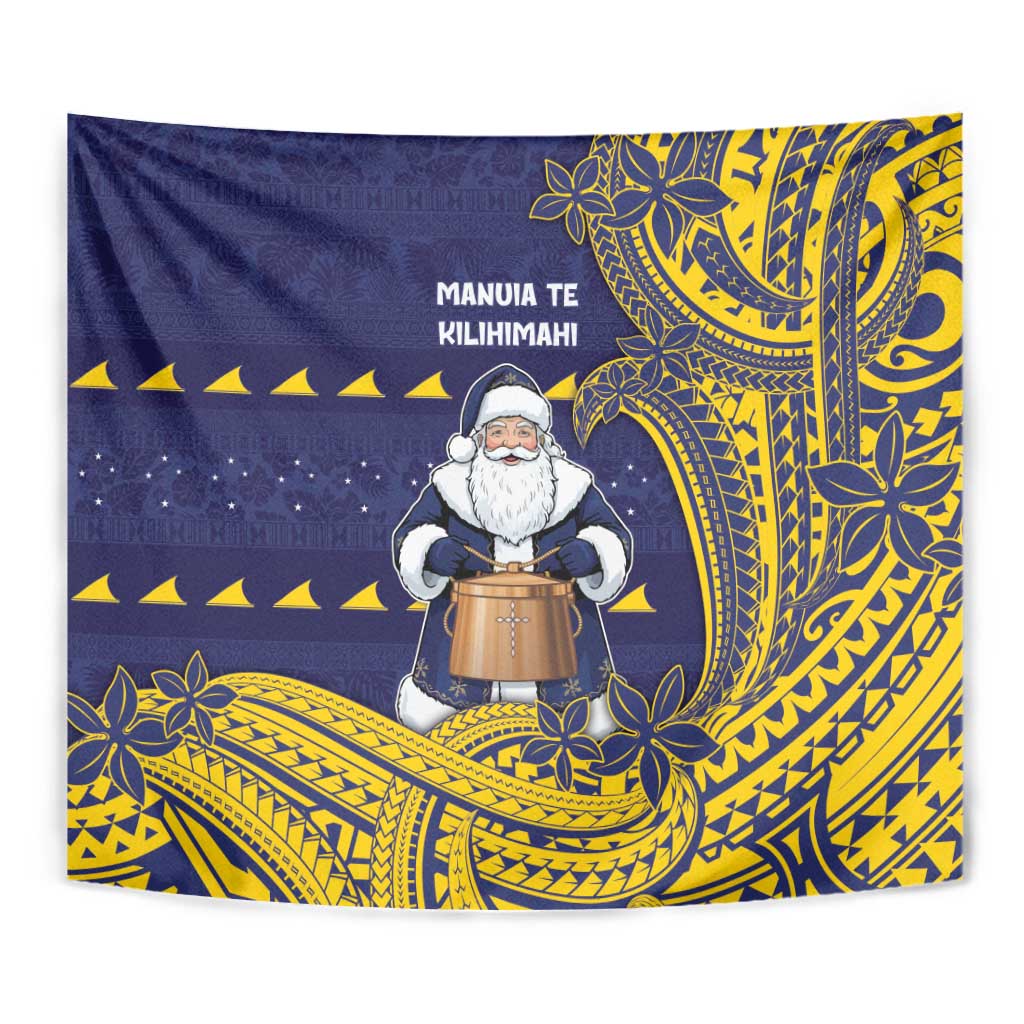 Tokelau Christmas Tapestry Santa With Tuluma Xmas Tribal Waves - Polynesian Pride