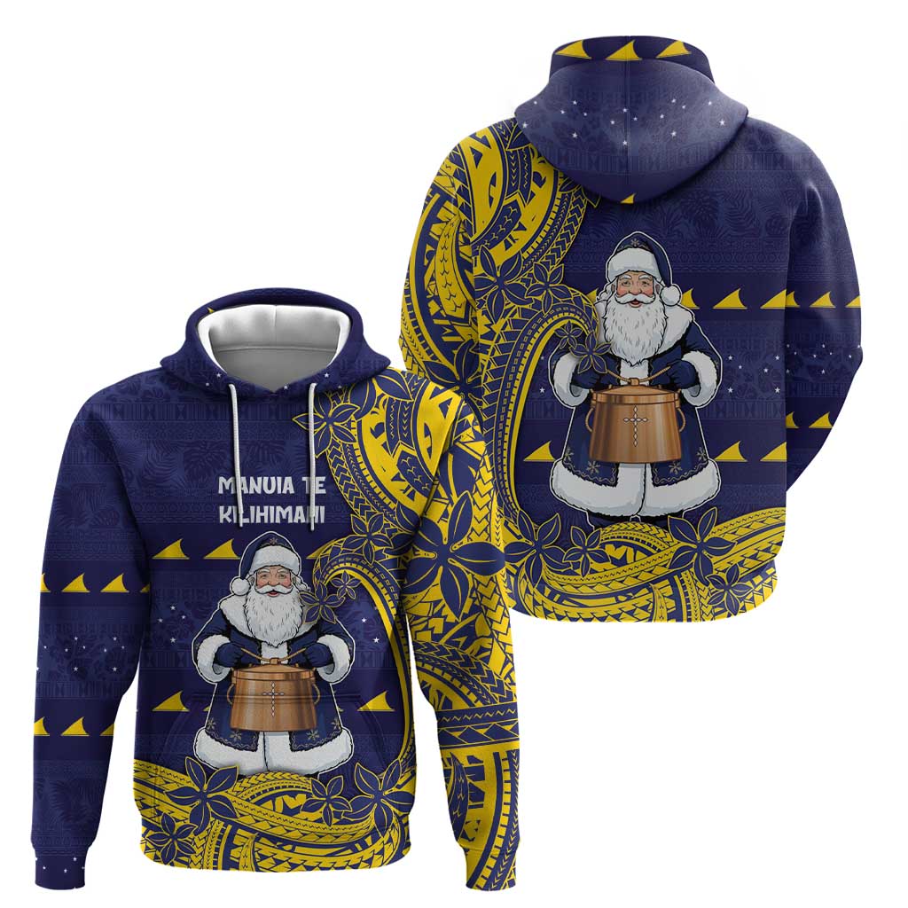 Tokelau Christmas Zip Hoodie Santa With Tuluma Xmas Tribal Waves - Polynesian Pride