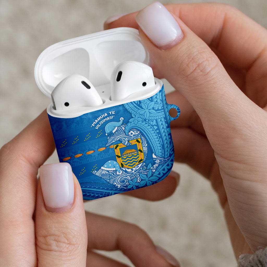 Tuvalu Christmas AirPods Case Dolphins Santa Xmas Tribal Waves - Polynesian Pride