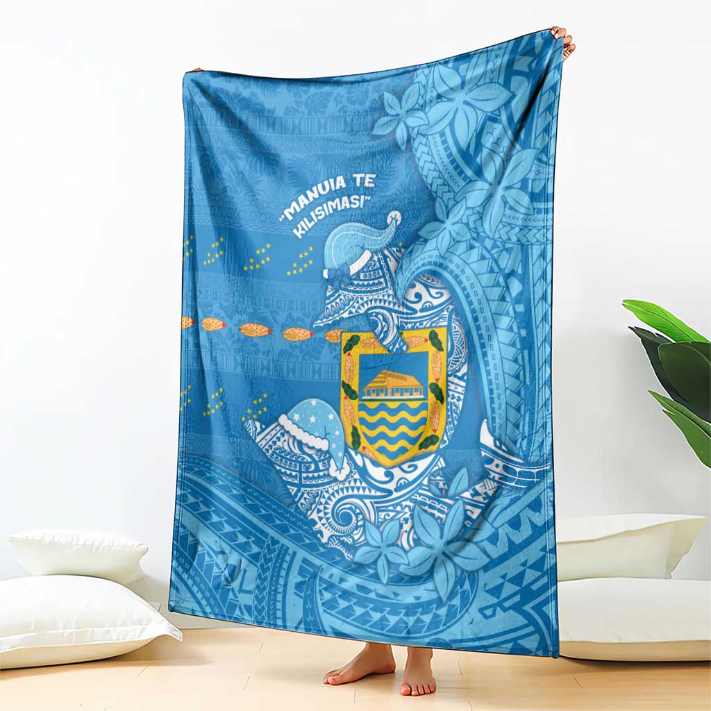 Tuvalu Christmas Blanket Dolphins Santa Xmas Tribal Waves - Polynesian Pride